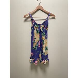 Betsey Johnson Intimates Womens Slip Dress Small Blue Floral Babydoll Romantic